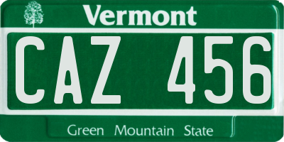 VT license plate CAZ456