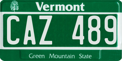 VT license plate CAZ489
