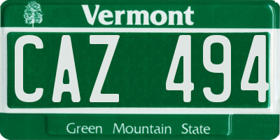 VT license plate CAZ494