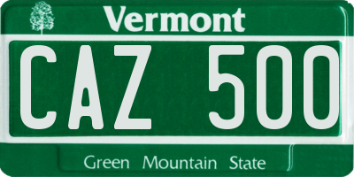 VT license plate CAZ500