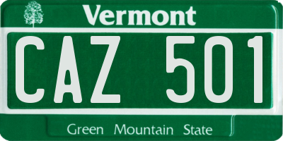 VT license plate CAZ501