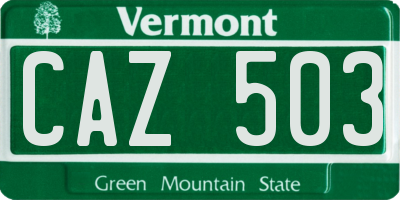 VT license plate CAZ503