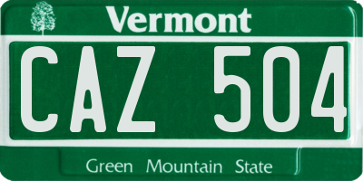 VT license plate CAZ504