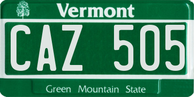 VT license plate CAZ505