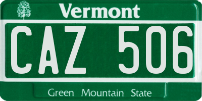 VT license plate CAZ506