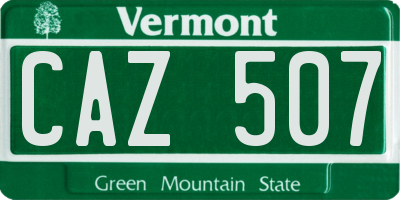 VT license plate CAZ507