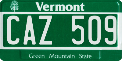 VT license plate CAZ509