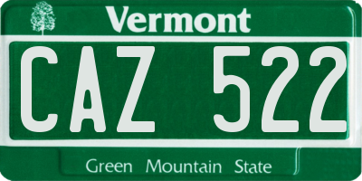 VT license plate CAZ522