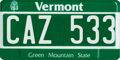 VT license plate CAZ533