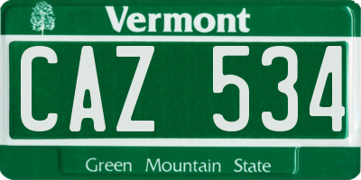 VT license plate CAZ534