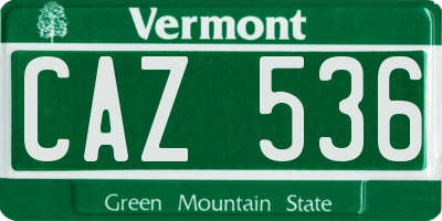VT license plate CAZ536