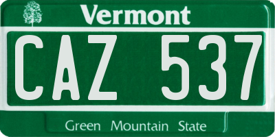 VT license plate CAZ537