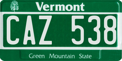 VT license plate CAZ538