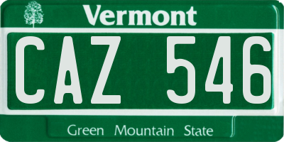 VT license plate CAZ546