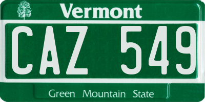 VT license plate CAZ549