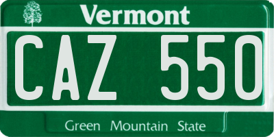 VT license plate CAZ550