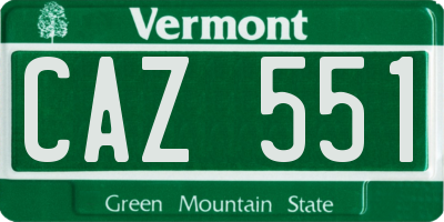 VT license plate CAZ551