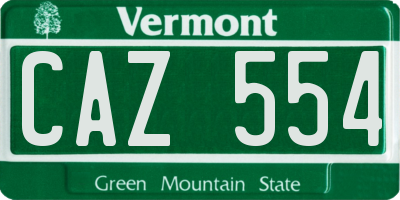 VT license plate CAZ554
