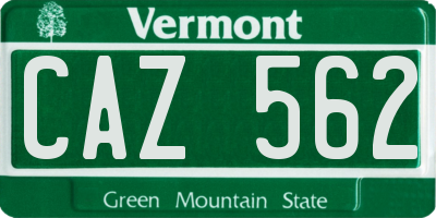 VT license plate CAZ562