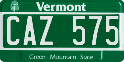 VT license plate CAZ575