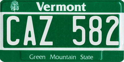 VT license plate CAZ582