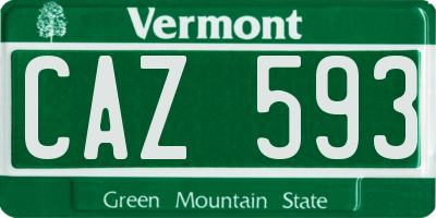 VT license plate CAZ593