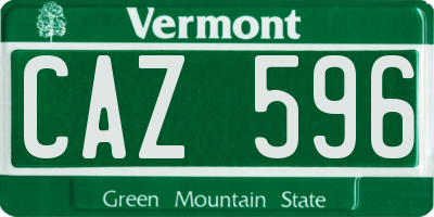 VT license plate CAZ596