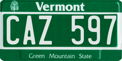 VT license plate CAZ597