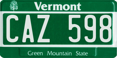 VT license plate CAZ598