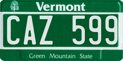 VT license plate CAZ599