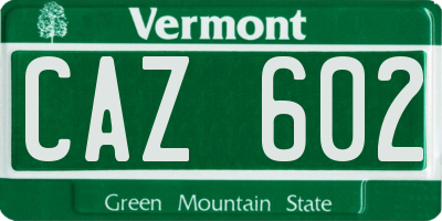VT license plate CAZ602