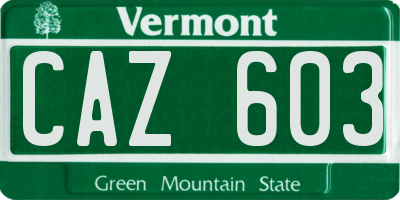 VT license plate CAZ603