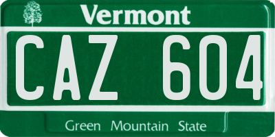 VT license plate CAZ604