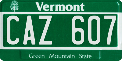 VT license plate CAZ607