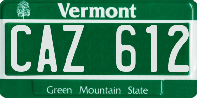 VT license plate CAZ612