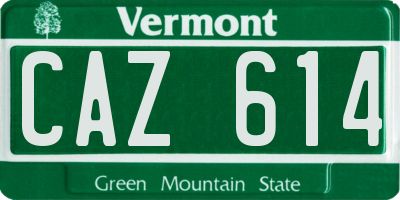 VT license plate CAZ614