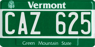 VT license plate CAZ625
