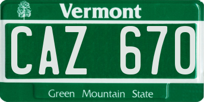 VT license plate CAZ670
