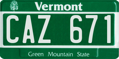VT license plate CAZ671