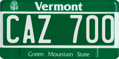 VT license plate CAZ700