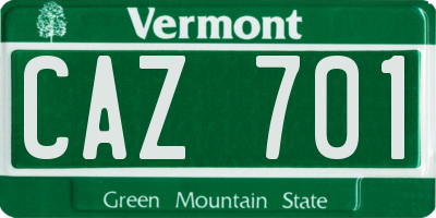 VT license plate CAZ701