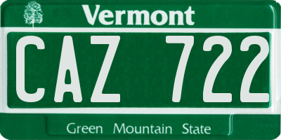 VT license plate CAZ722