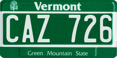 VT license plate CAZ726