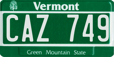 VT license plate CAZ749