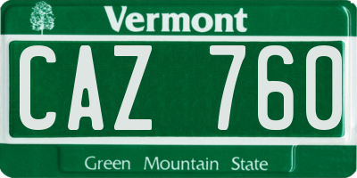 VT license plate CAZ760