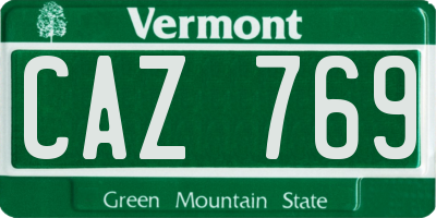 VT license plate CAZ769