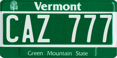 VT license plate CAZ777