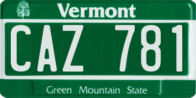 VT license plate CAZ781