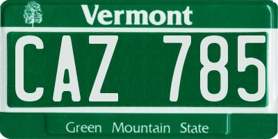 VT license plate CAZ785