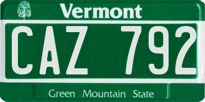 VT license plate CAZ792